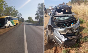 Tragédia na BR-135 | acidente entre carro e ônibus deixa um homem morto no Norte de Minas Gerais